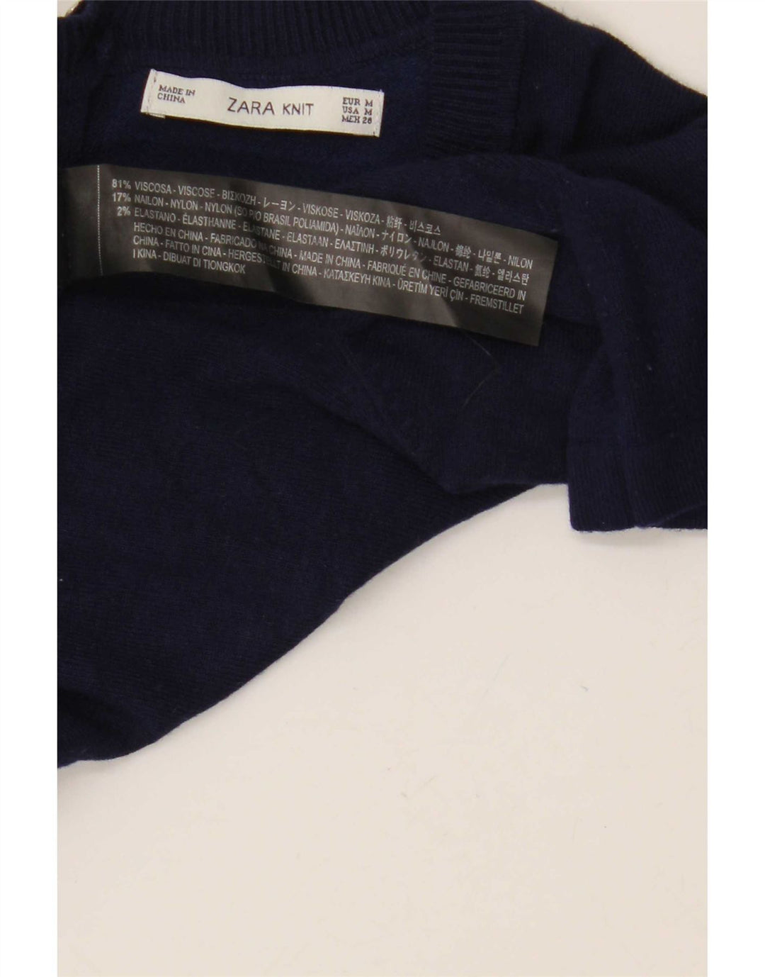 Top corto a maniche corte da donna Zara in viscosa UK 12 medio blu navy