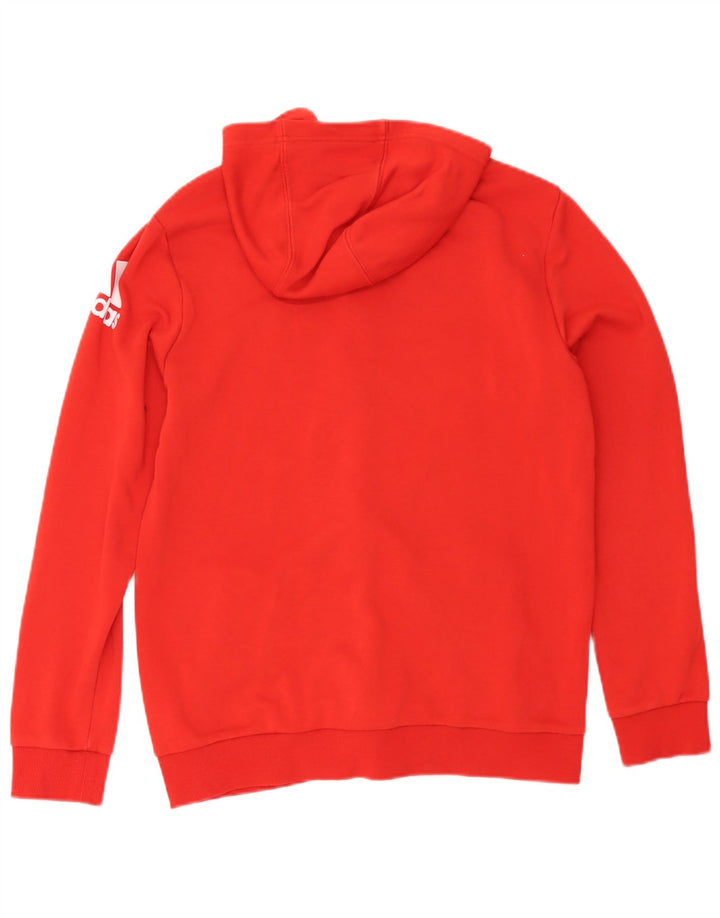 Maglione con cappuccio e zip grafica Adidas da uomo in cotone rosso medio