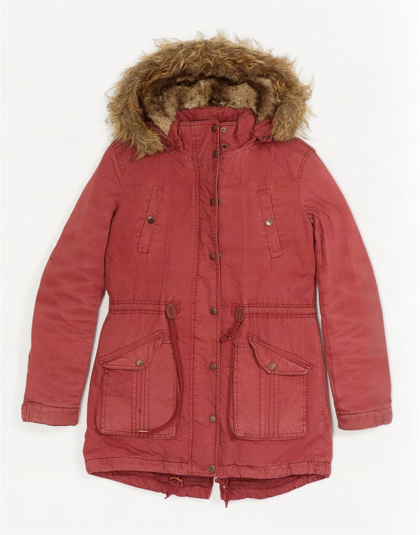 Giacca parka con cappuccio da donna Fat Face UK 10 piccola in cotone bordeaux