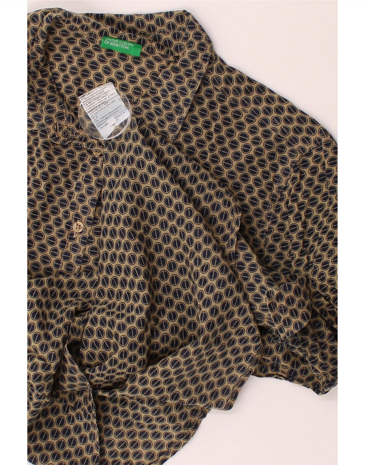 BENETTON Womens Shirt UK 14 Medium Beige Polka Dot Vintage Benetton and Second-Hand Benetton from Messina Hembry 