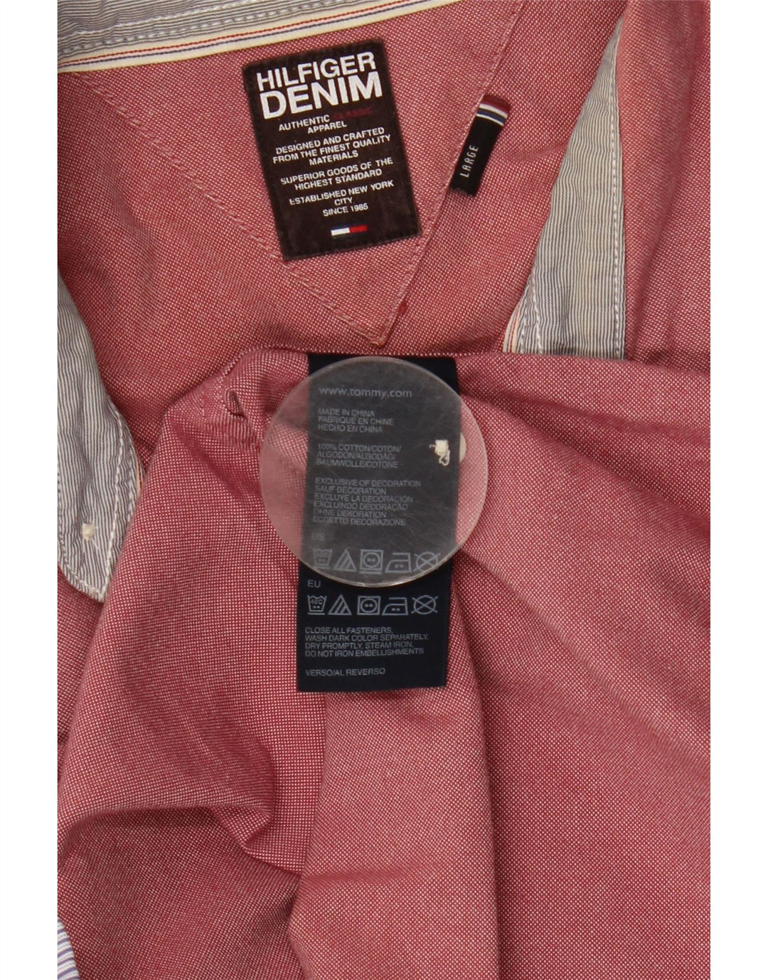 Camicia da uomo Tommy Hilfiger grande in cotone rosa