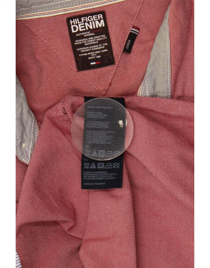 Camicia da uomo Tommy Hilfiger grande in cotone rosa