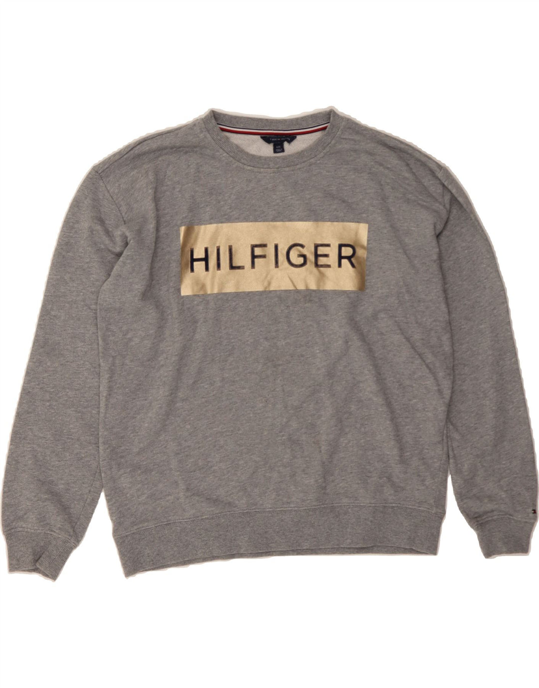 TOMMY HILFIGER Womens Graphic Sweatshirt Jumper UK 16 Large Grey Vintage Tommy Hilfiger and Second-Hand Tommy Hilfiger from Messina Hembry 