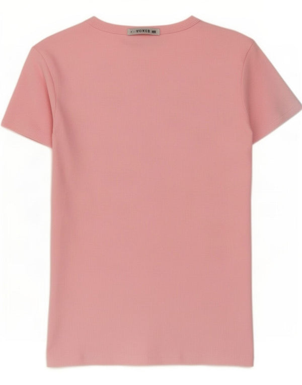 T-shirt Zara da donna Top UK 8 Small in cotone rosa