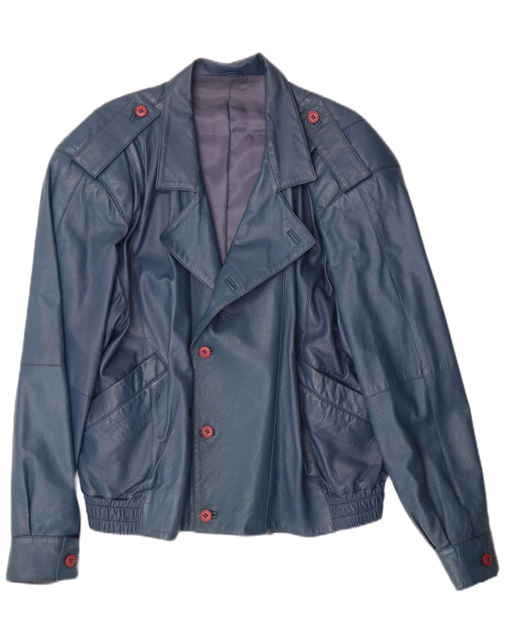 Giacca in pelle militare da uomo VINTAGE IT 52 XL in pelle blu