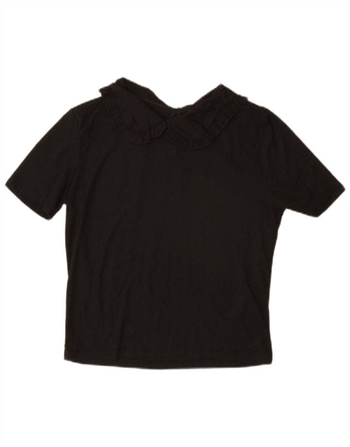 ZARA Womens Blouse Top UK 14 Large Black Polyester