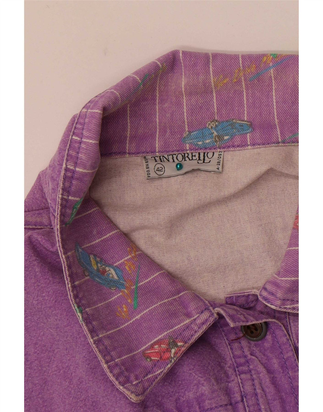 Giacca in denim da donna con motivo astratto Tintoretto EU 42 Large Purple Retro