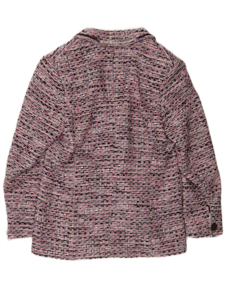 Giacca blazer vintage da donna a 3 bottoni UK 14 rosa medio screziato