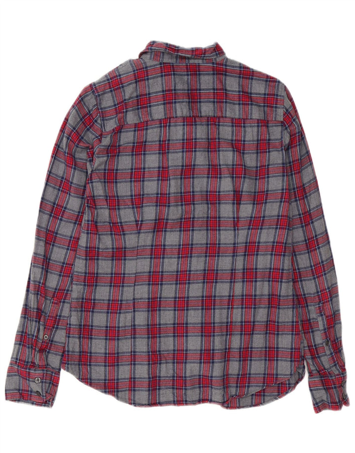 Camicia in flanella da donna J. Crew UK 10 piccolo cotone a quadri grigi