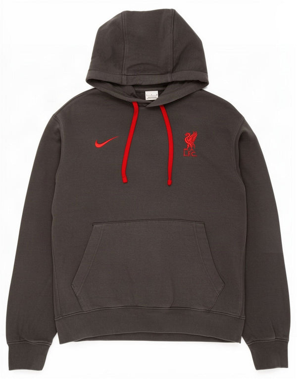 Felpa con cappuccio Nike Liverpool da uomo, vestibilità ampia, cotone grigio medio