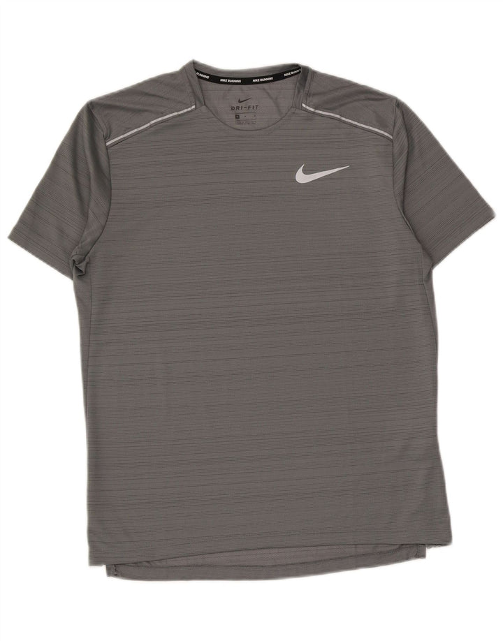 T-shirt Nike da uomo Dri Fit in poliestere a righe grigio medio