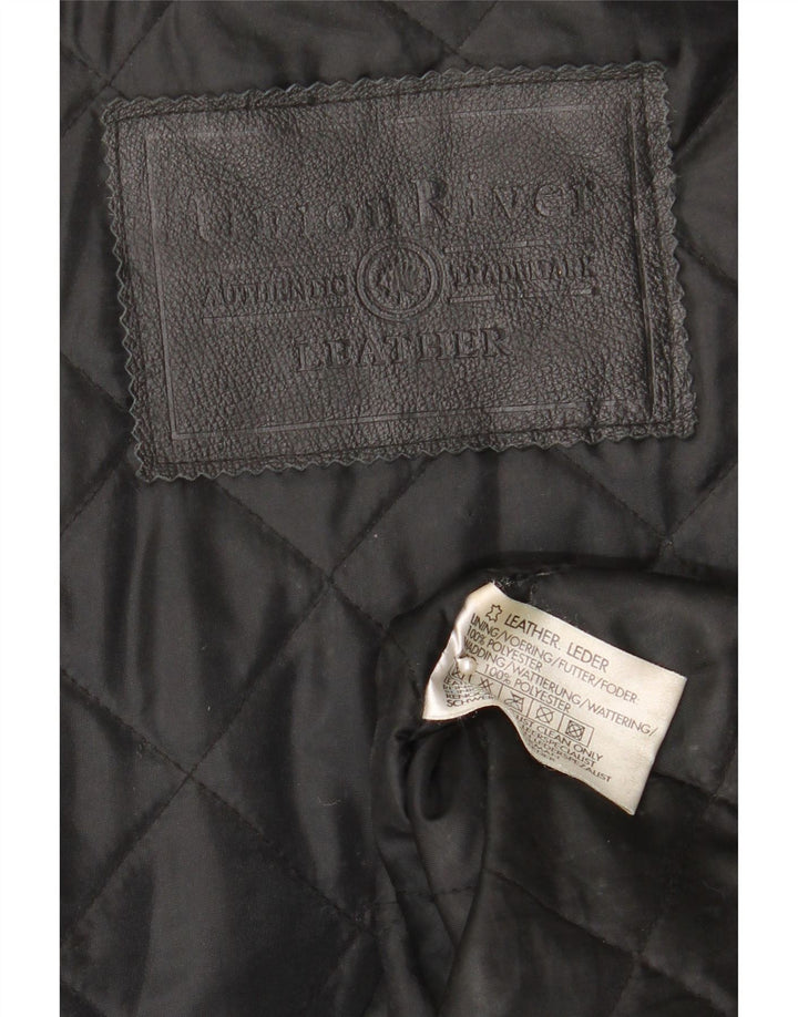 Cappotto in pelle da uomo Union River UK 41/43 Grande pelle nera