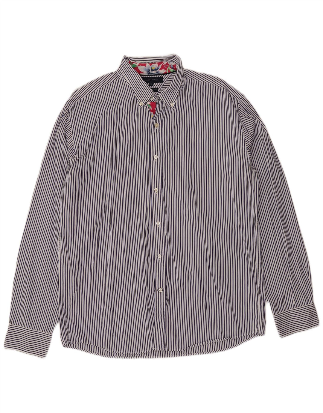 Camicia da uomo Tommy Hilfiger XL in cotone a righe blu