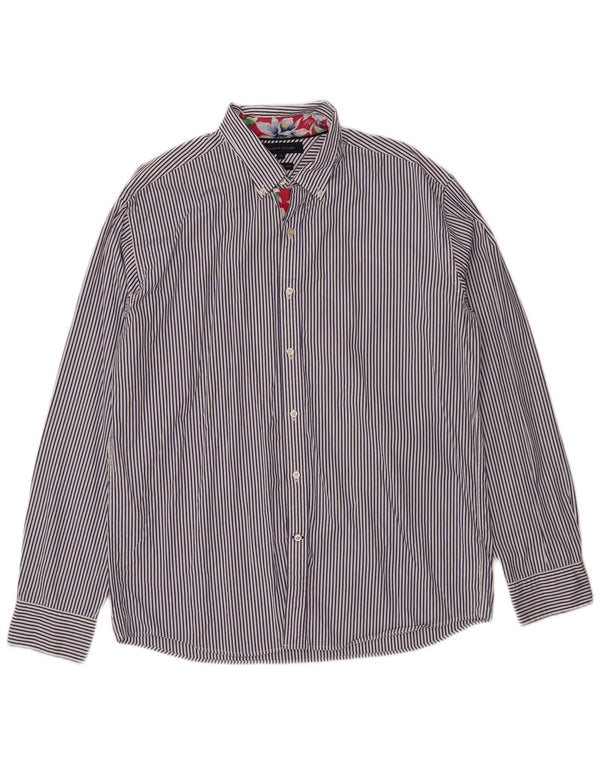 Camicia da uomo Tommy Hilfiger XL in cotone a righe blu