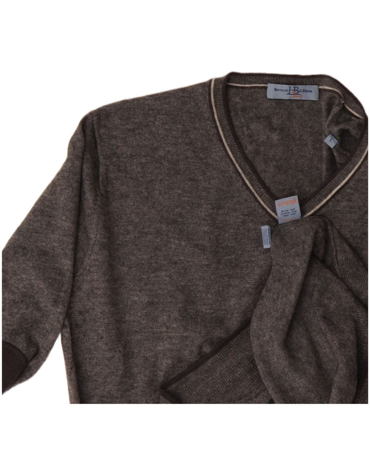 Maglione da uomo con scollo a V Harmont & Blaine, grande lana screziata grigia