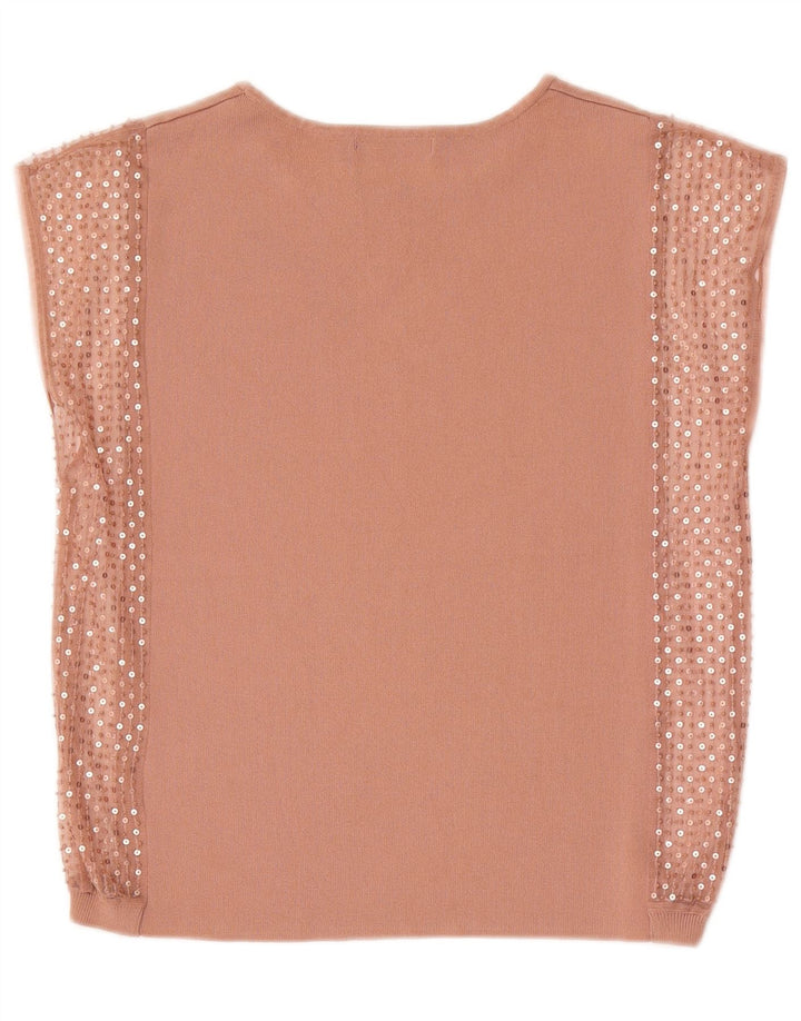 Top Blusa Donna Zara UK 14 Beige Medio