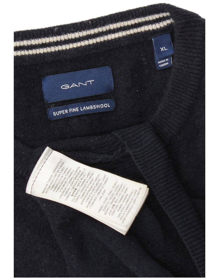 Gant Uomo Maglione Girocollo Maglione XL Blu Navy Lana