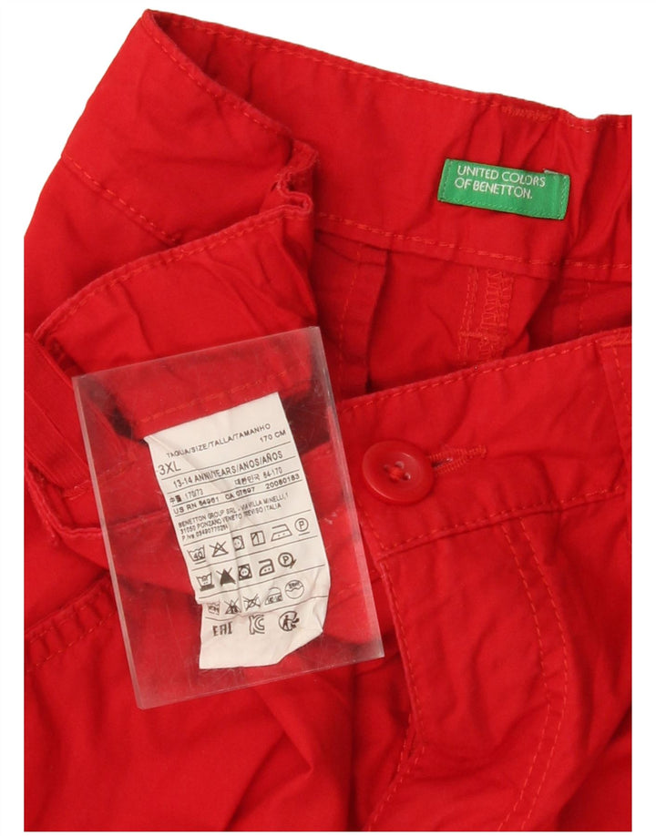 BENETTON Girls Chino Shorts 13-14 Years 3XL W28  Red Cotton