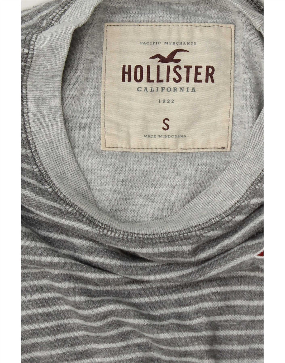 Top Hollister da uomo a maniche lunghe a righe piccole grigie