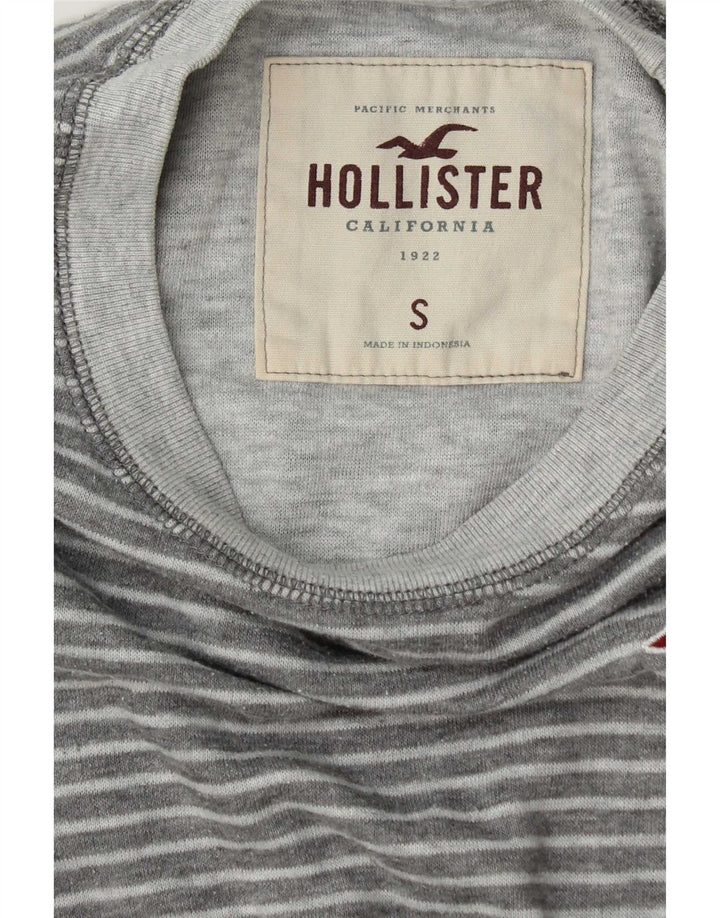 Top Hollister da uomo a maniche lunghe a righe piccole grigie