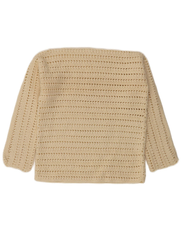 Maglione maglione vintage da donna con scollo a barca UK 14 medio bianco sporco