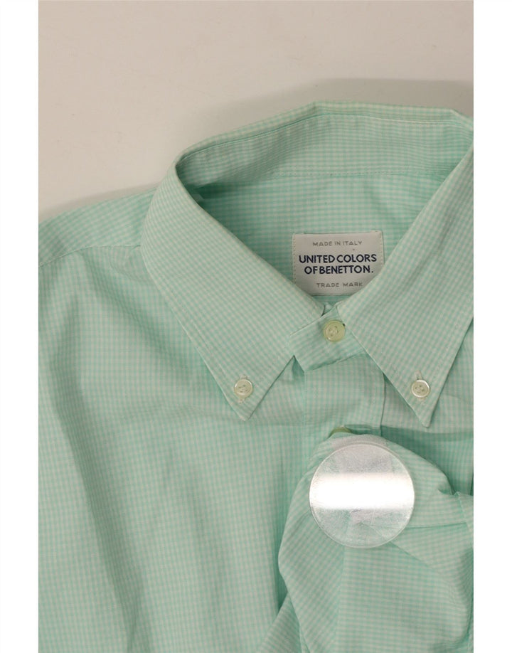 Camicia Uomo BENETTON Medio Turchese Vichy Cotone