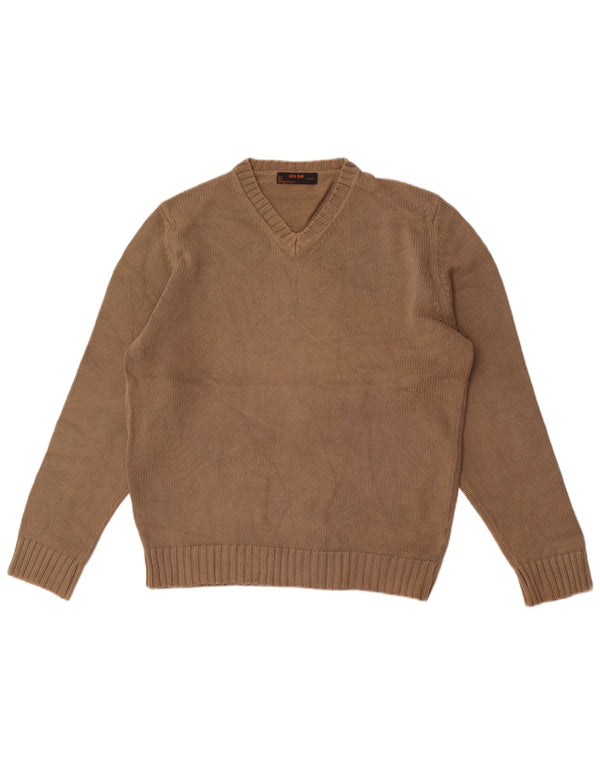 Maglione Zara da uomo con scollo a V in cotone marrone medio