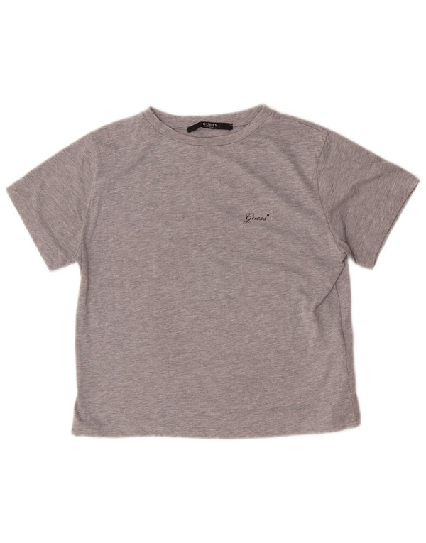 Guess T-shirt corta oversize da donna Top UK 6 XS Cotone chiazzato grigio