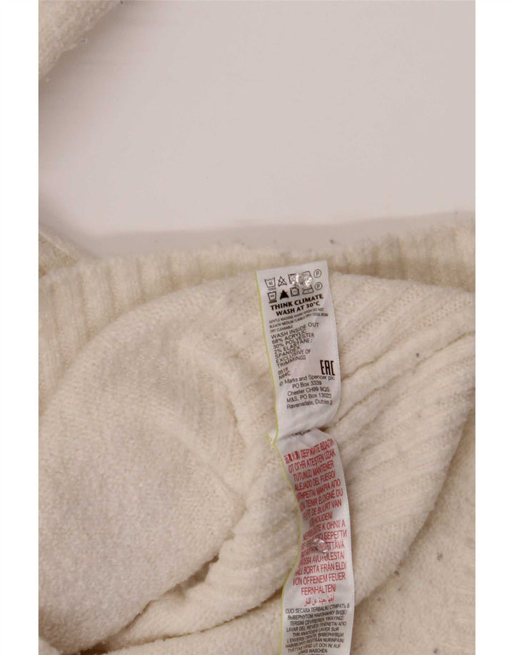 Maglione maglione oversize da donna Marks & Spencer con collo alto UK 10 piccolo bianco