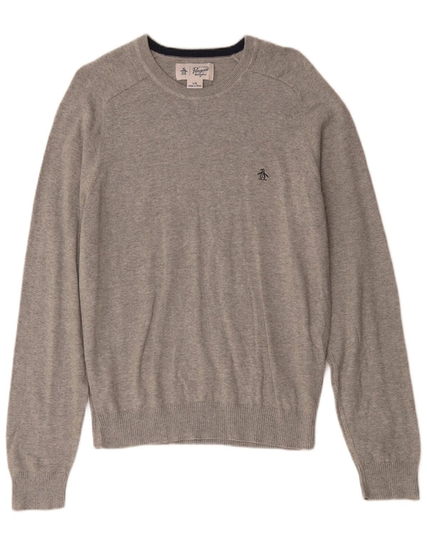 Maglione da uomo con scollo a barca Penguin, grande cotone grigio