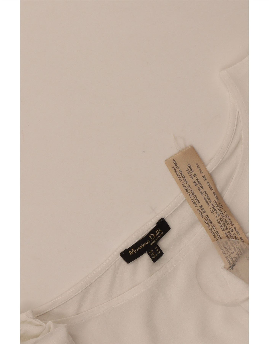 Massimo Dutti Camicetta corta da donna con maniche a 3/4 Top UK 12 Viscosa bianca media