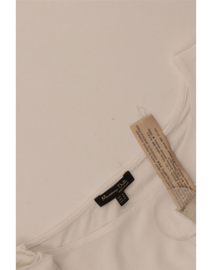 Massimo Dutti Camicetta corta da donna con maniche a 3/4 Top UK 12 Viscosa bianca media