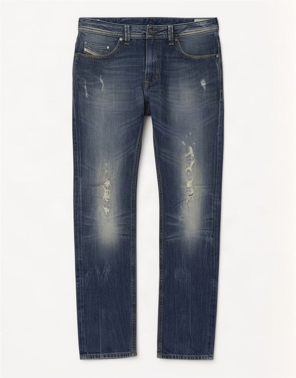 Diesel Mens Thavar Distressed Slim Skinny Jeans W36 L32 Blue Cotton