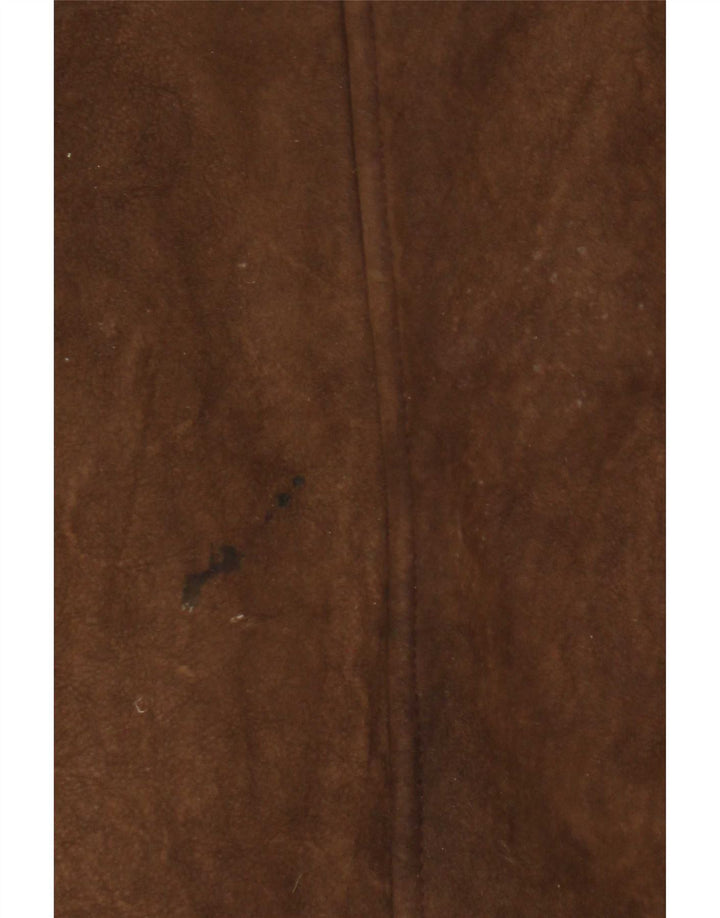 Cappotto in shearling con cappuccio da donna vintage UK 8 piccolo marrone