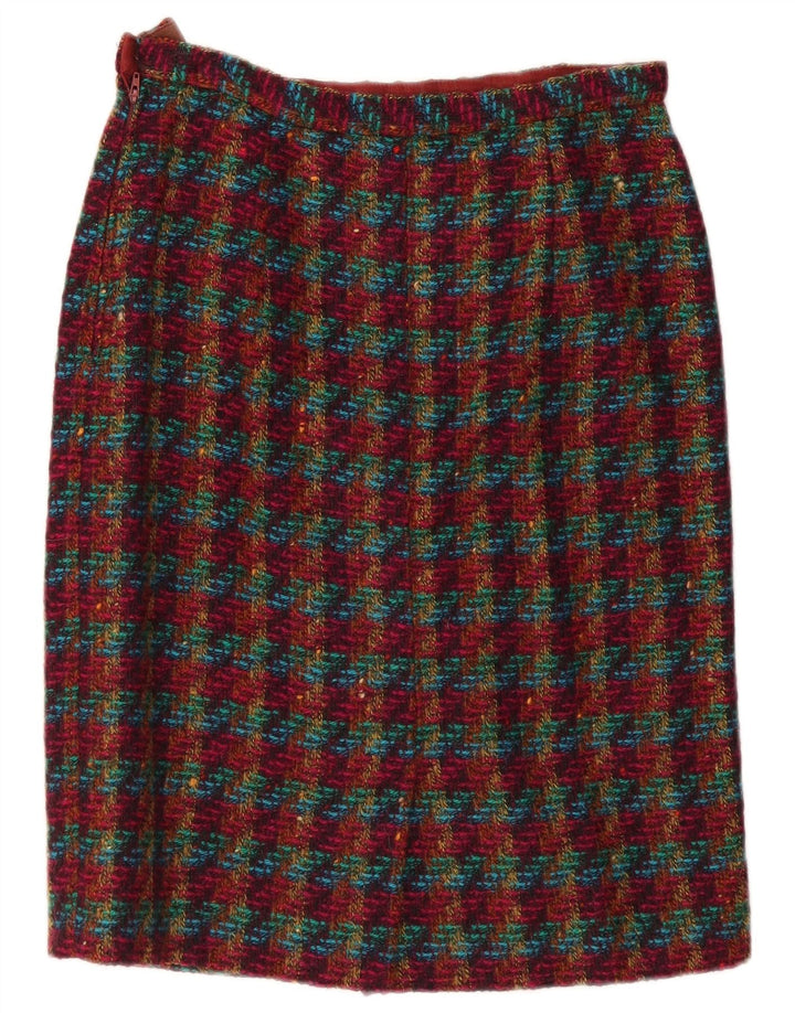 Gonna a tubino vintage da donna W30 a quadri multicolore medio