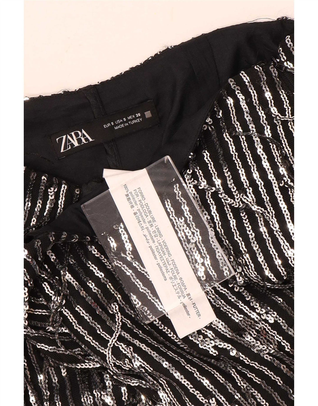 Minigonna da donna Zara piccola W26 poliestere a righe nere