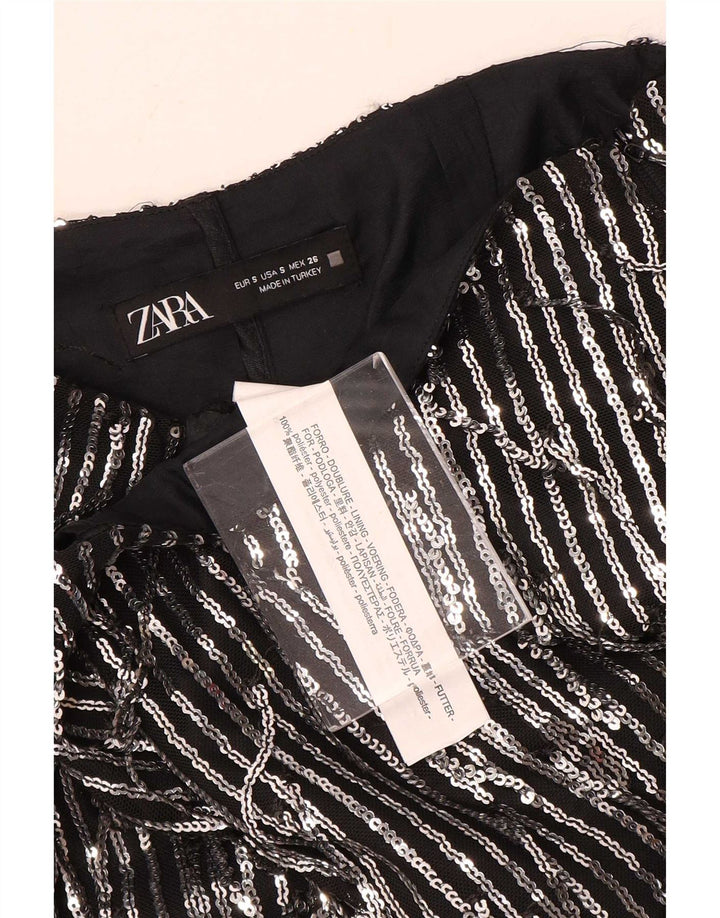 Minigonna da donna Zara piccola W26 poliestere a righe nere