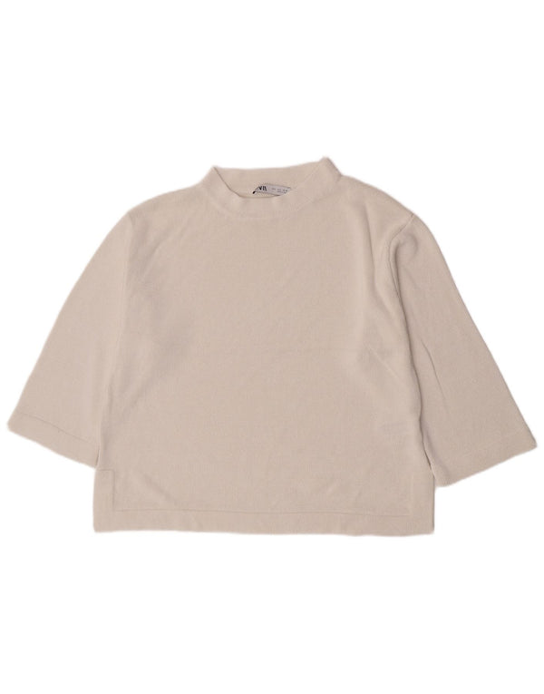 Maglione Zara da donna con collo dolcevita e maniche a 3/4 UK 16 Large in viscosa bianca