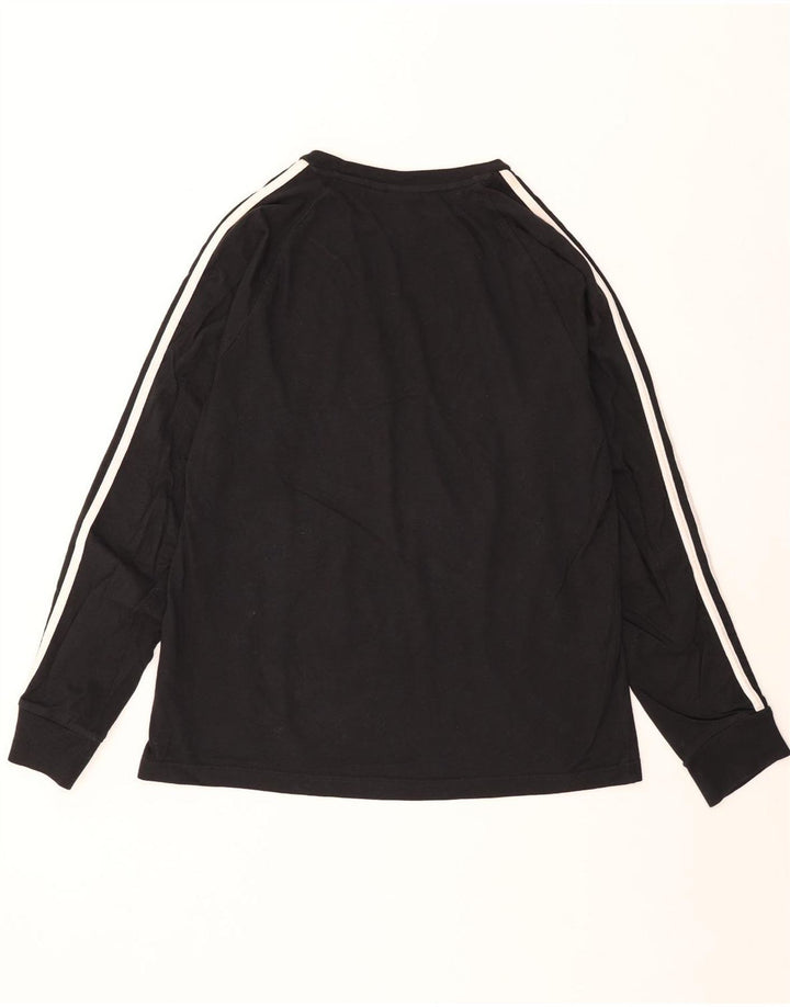 Top Adidas da uomo a maniche lunghe in cotone nero medio