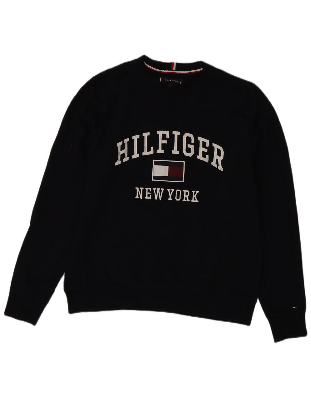 Tommy Hilfiger Felpa grafica da uomo Maglione grande cotone blu navy