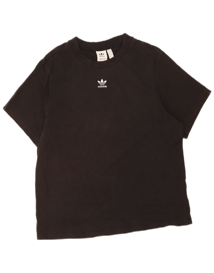 ADIDAS Womens T-Shirt Top UK 12 Medium Black Cotton