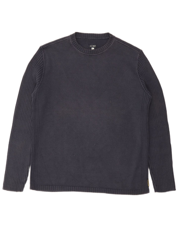 Maglione maglione girocollo da uomo Armani Jeans XL in cotone blu navy