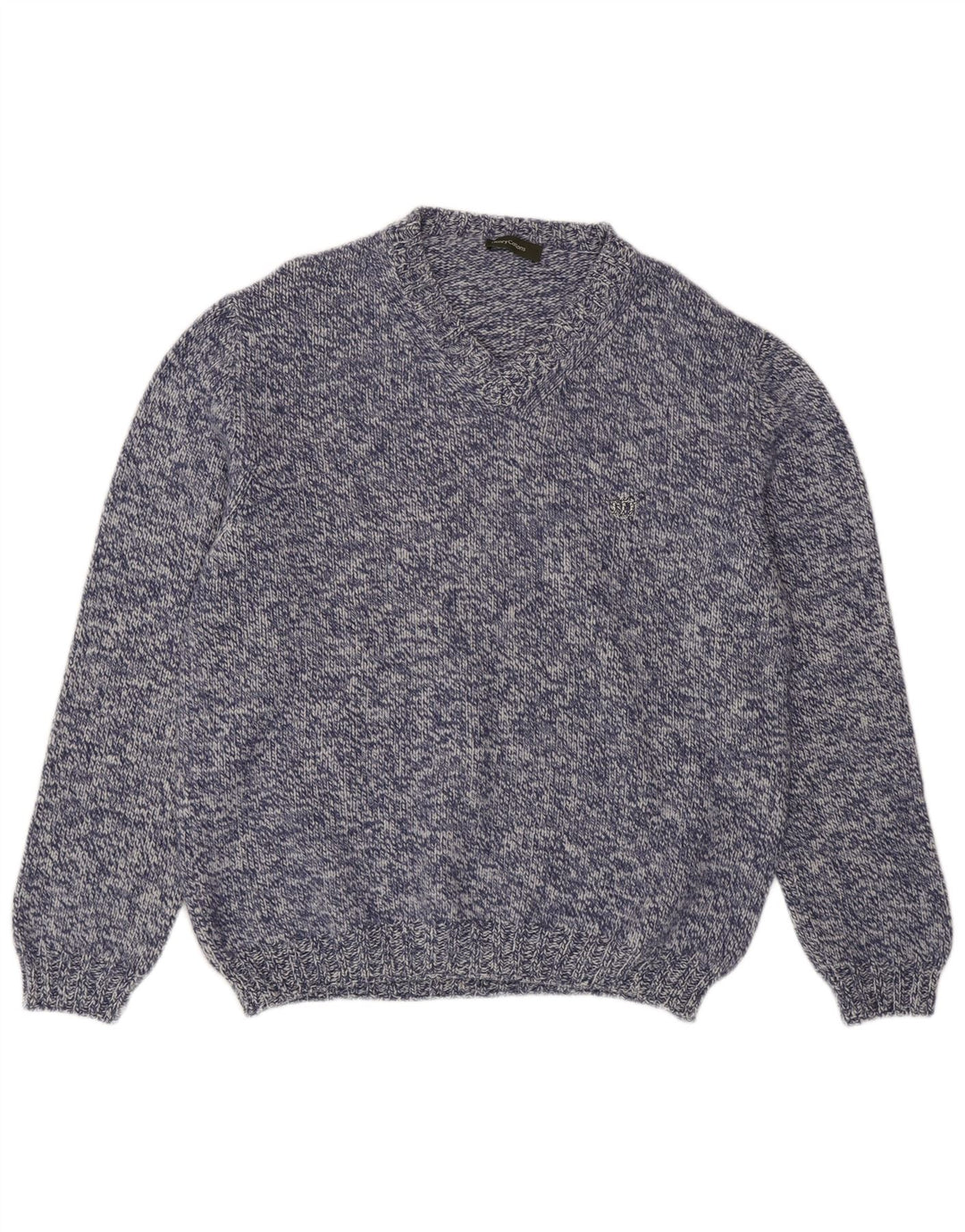 Maglione da uomo con scollo a V Henry Cottons medio blu navy screziato