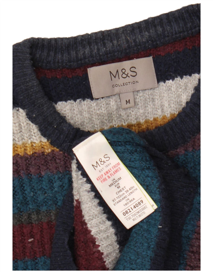 Maglione maglione girocollo da uomo Marks & Spencer a righe medie multicolore