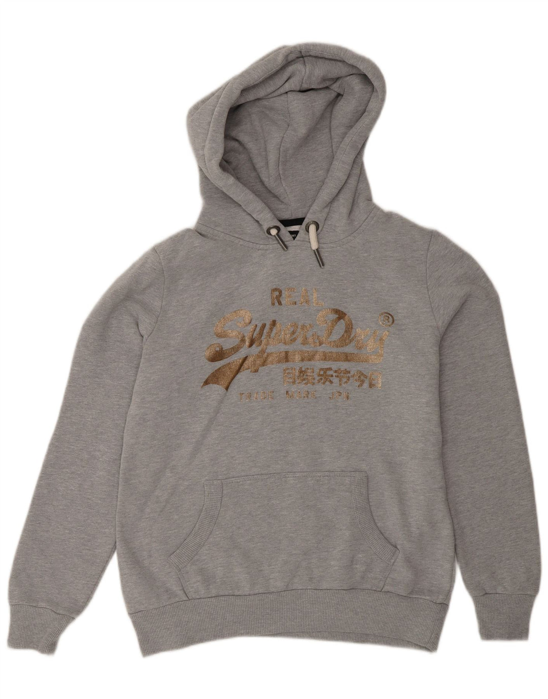 Felpa con cappuccio grafica da donna Superdry UK 12 grigio medio