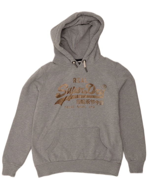 Felpa con cappuccio grafica da donna Superdry UK 12 grigio medio