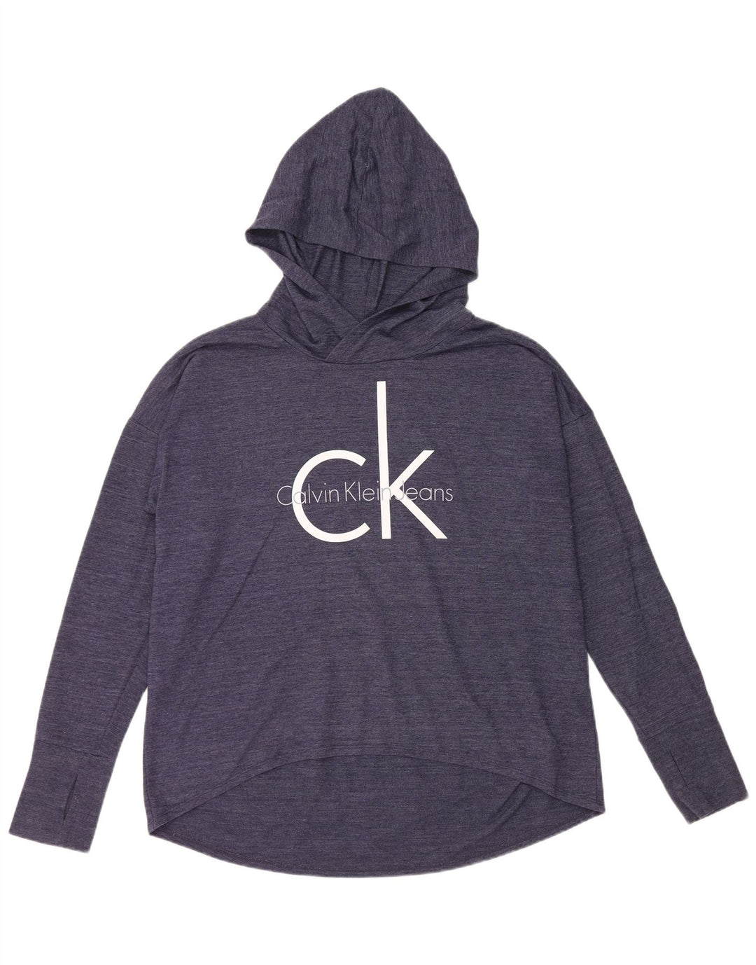 CALVIN KLEIN JEANS Top grafico da donna manica lunga UK 16 Large Blu navy