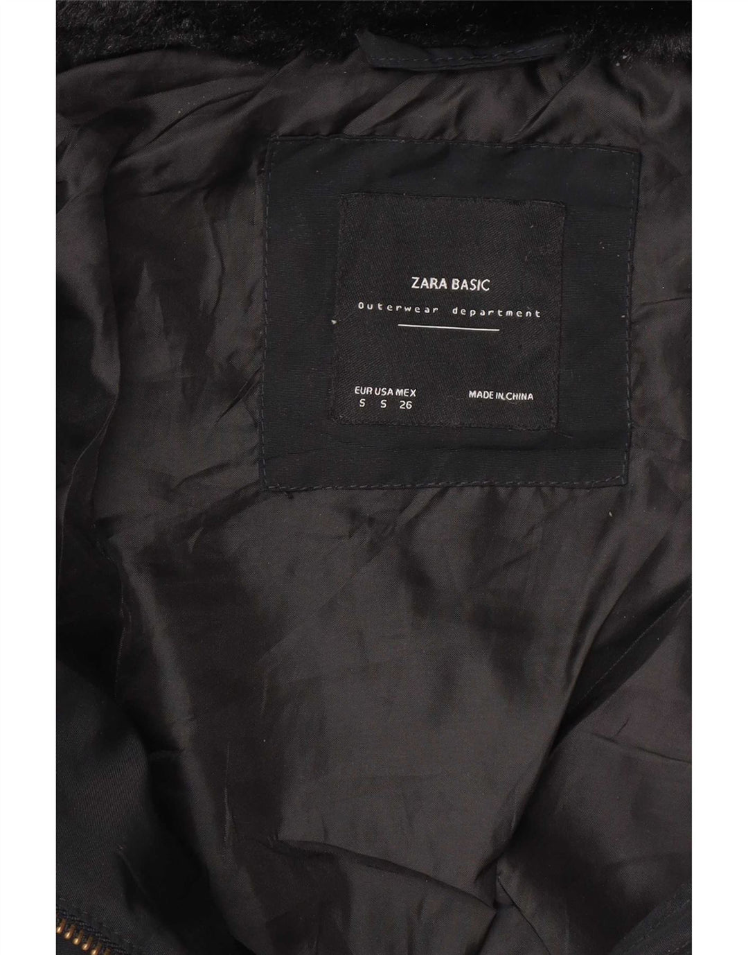 Giacca imbottita con cappuccio corta da donna Zara UK 10 piccola nera