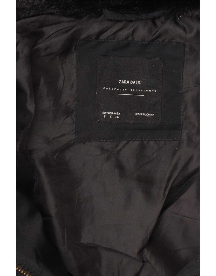 Giacca imbottita con cappuccio corta da donna Zara UK 10 piccola nera