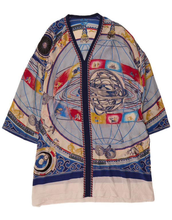 Abito a trapezio oversize da donna VINTAGE con motivo astratto UK 14 Blu medio